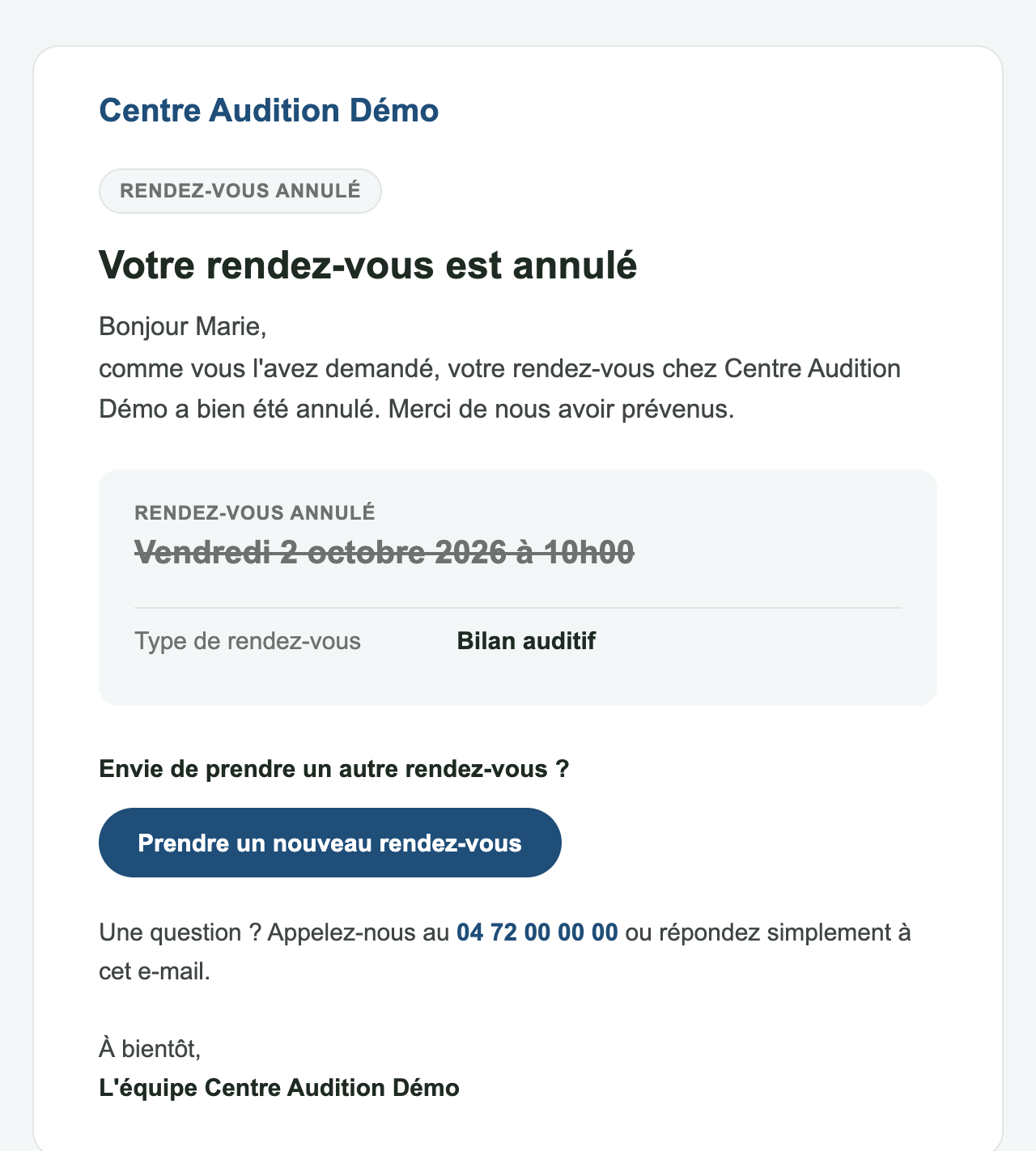 E-mail d'annulation