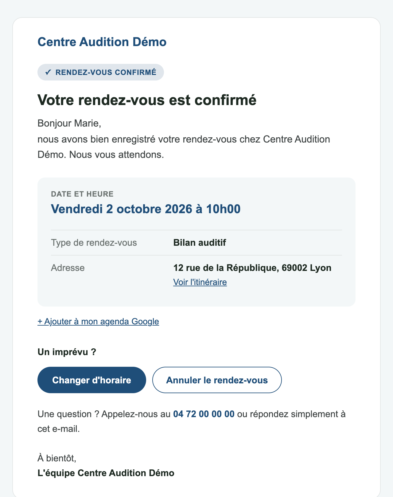 E-mail de confirmation