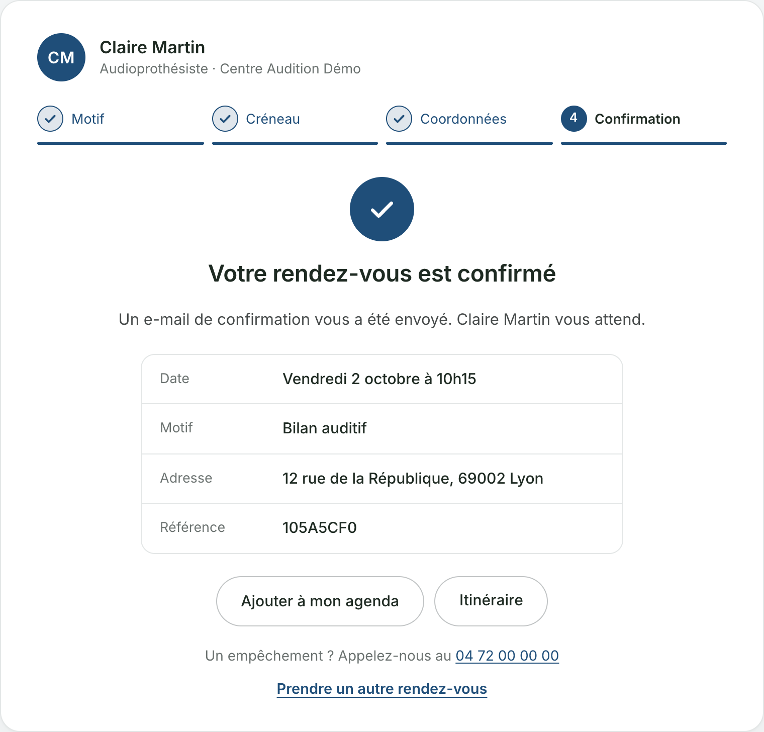 Étape 4 : confirmation