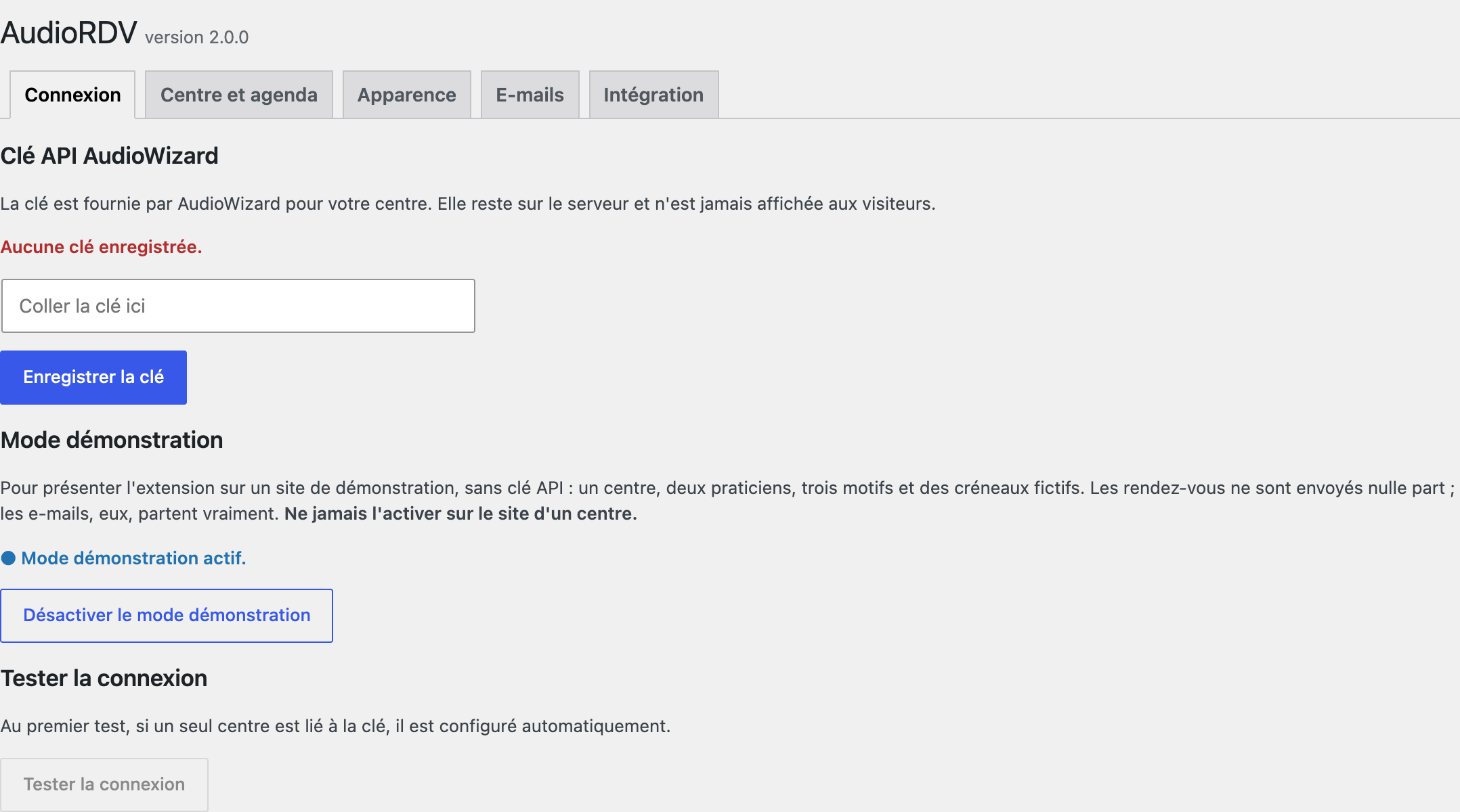 Réglages : connexion
